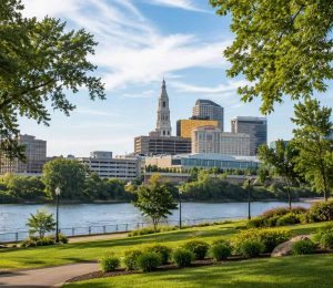 East Hartford Riverfront Landscape Landscaped riverfront view representing East Hartford, Connecticut