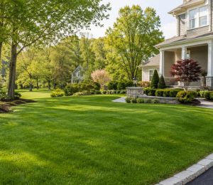 Landscaping in Manchester, Connecticut Well-maintained residential landscape representing Manchester, Connecticut